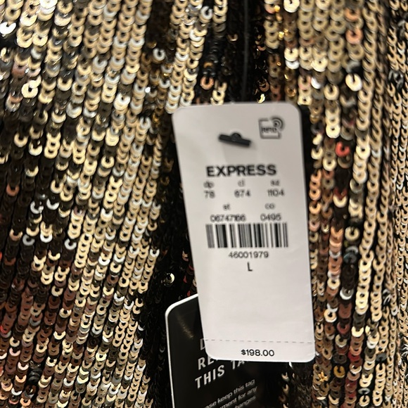 NWT Express sequin open front boyfriend blazer size L, gold - Picture 2 of 4